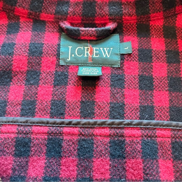 J Crew Men’s Buffalo Plaid Red & Black Wool Blend Full Front Zip Jacket EUC SZ L - Picture 6 of 16
